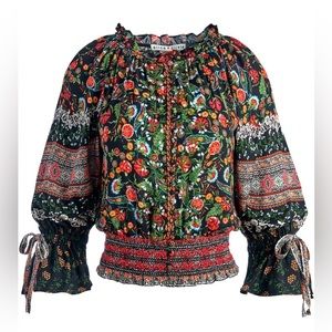 Alice and Olivia Kora peasant cropped top